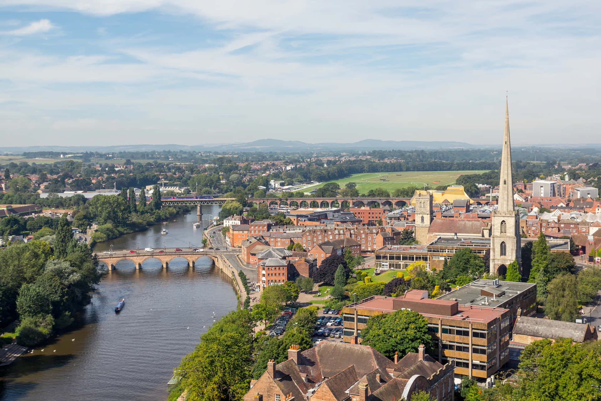 Download Worcester Cityscapewith River Severn Wallpaper | Wallpapers.com