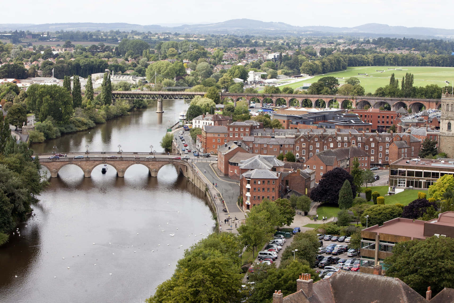 Worcester River Severnand Bridges Wallpaper