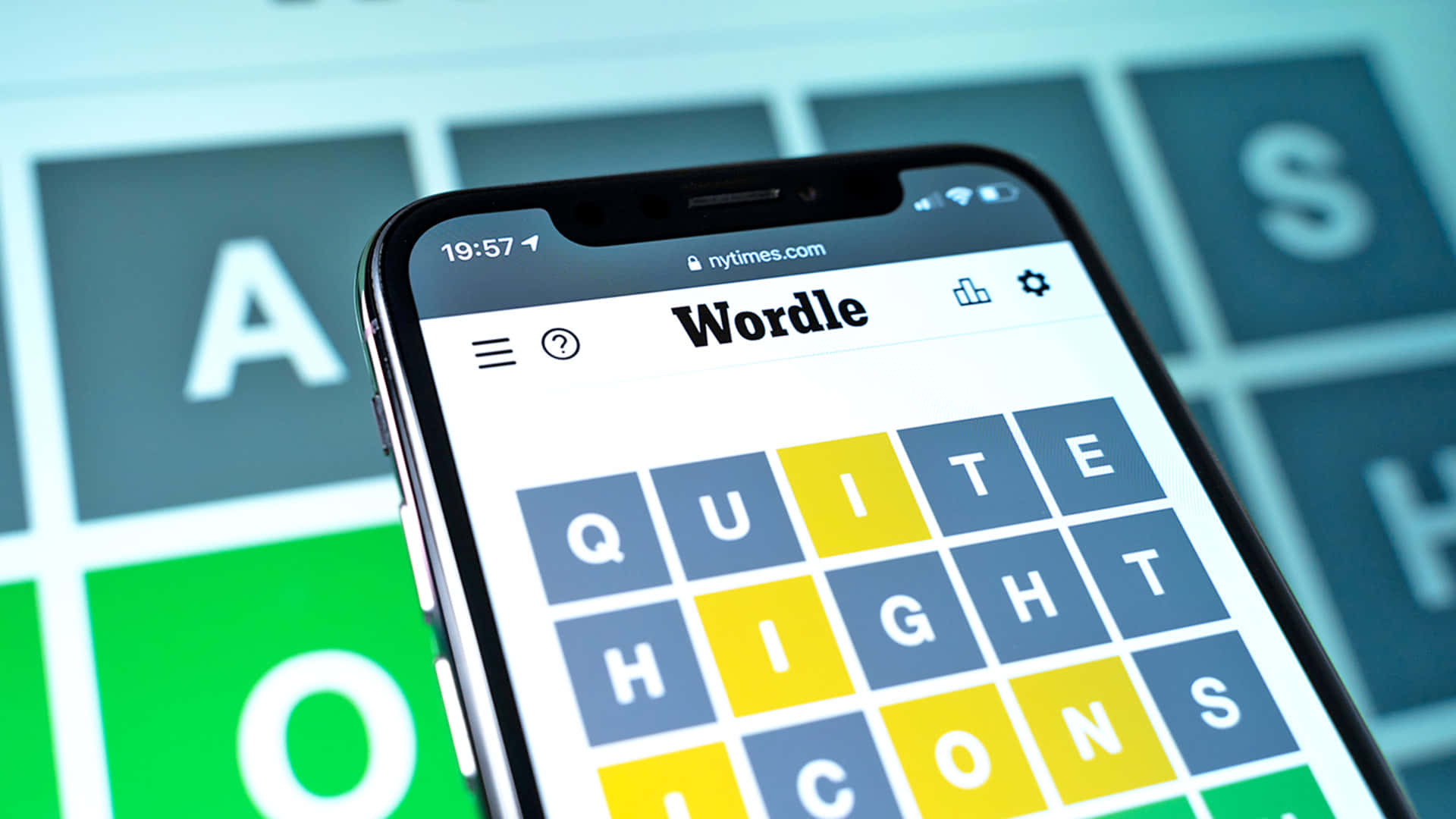 Wordle Spel Op Smartphone Scherm Achtergrond