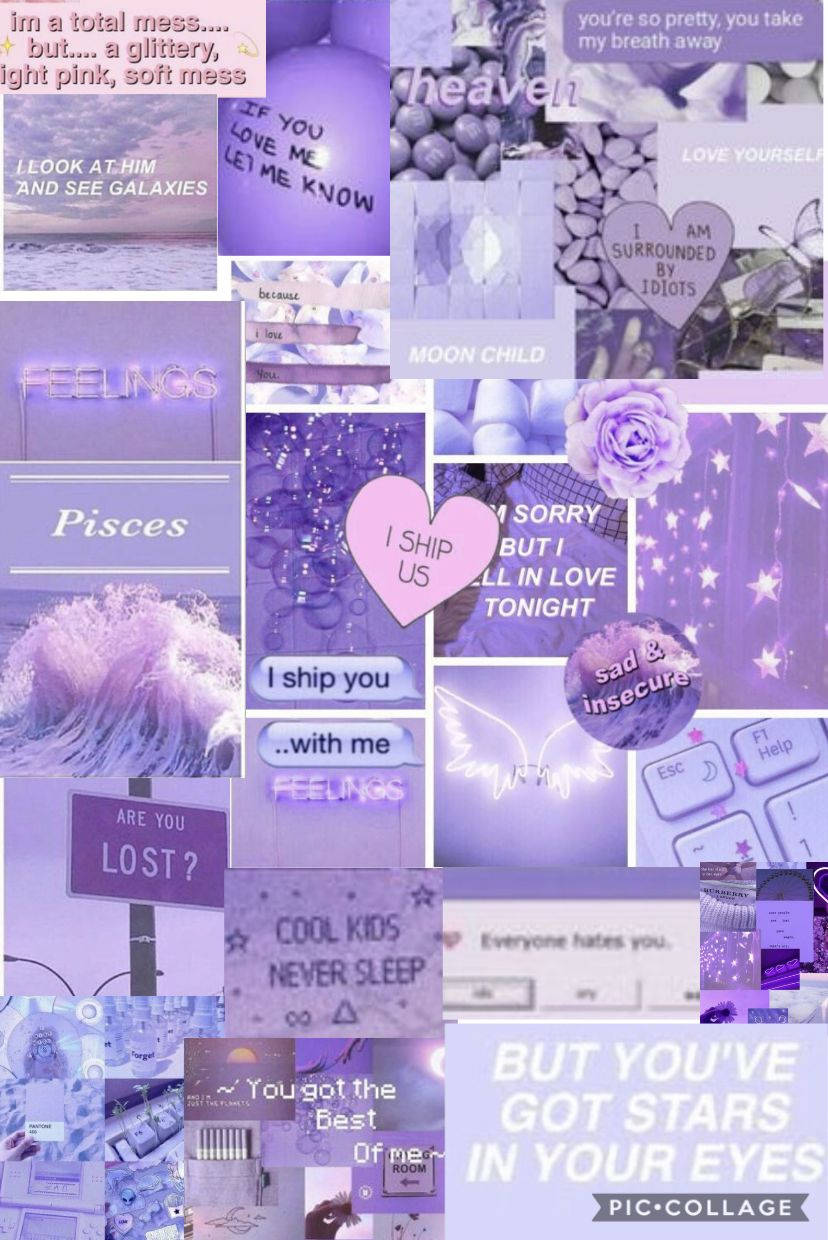 Words And Phrases Pastel Purple Wallpaper