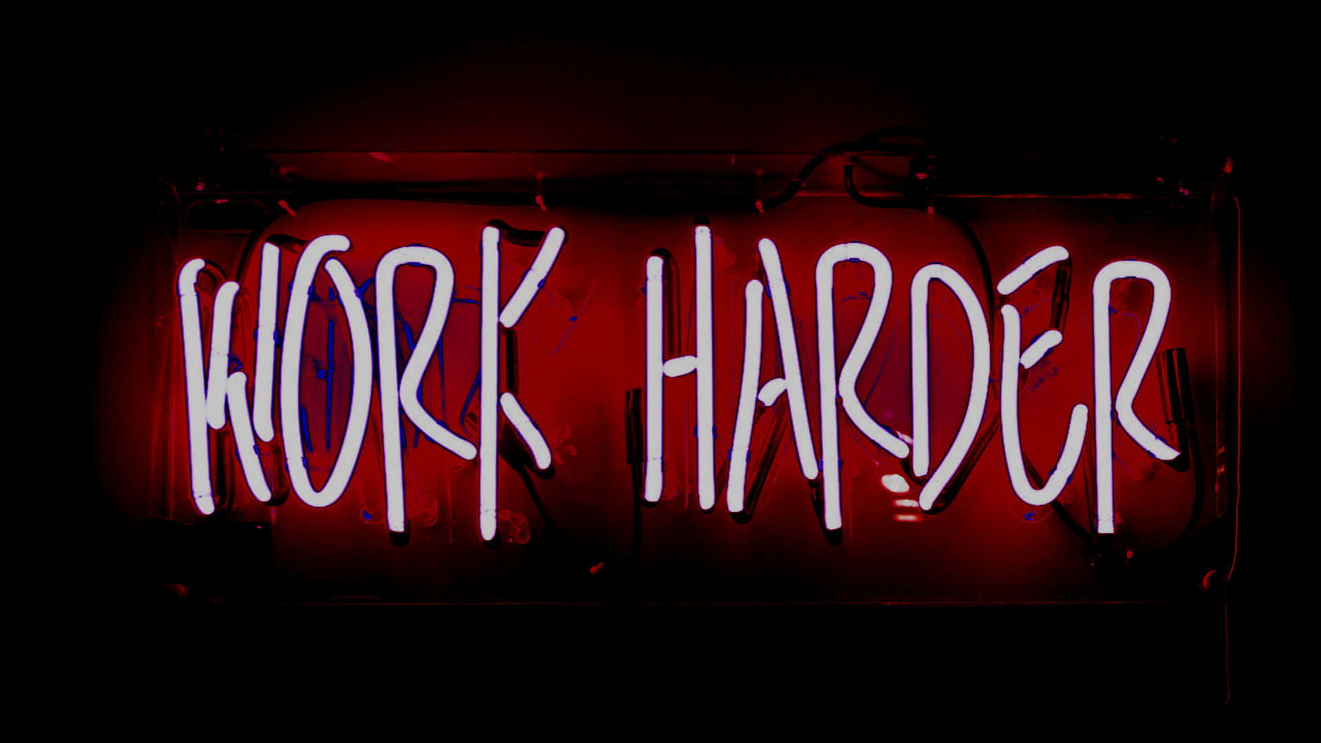 Work Harder Neon Sign Wallpaper