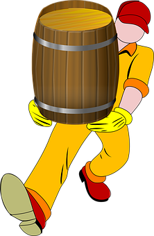 Worker Carrying Barrel Illustration PNG