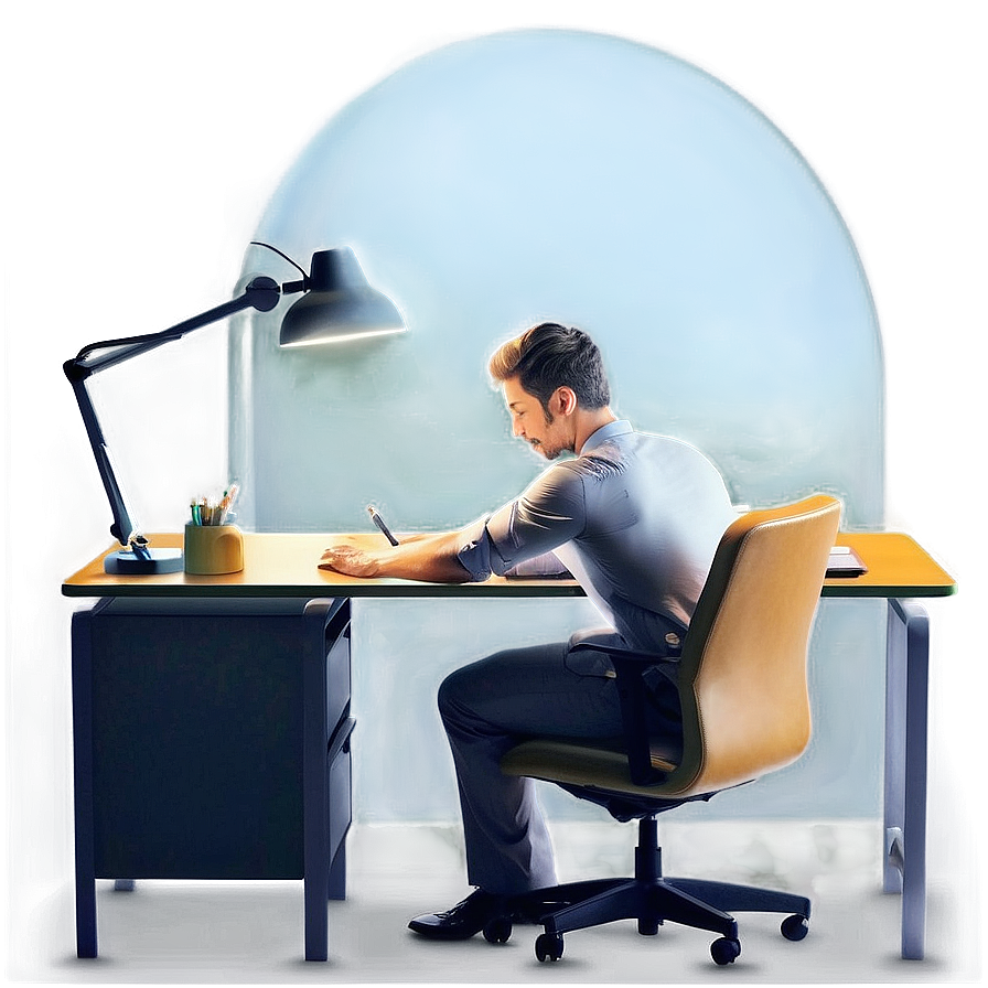 Working At A Desk Png Peb PNG