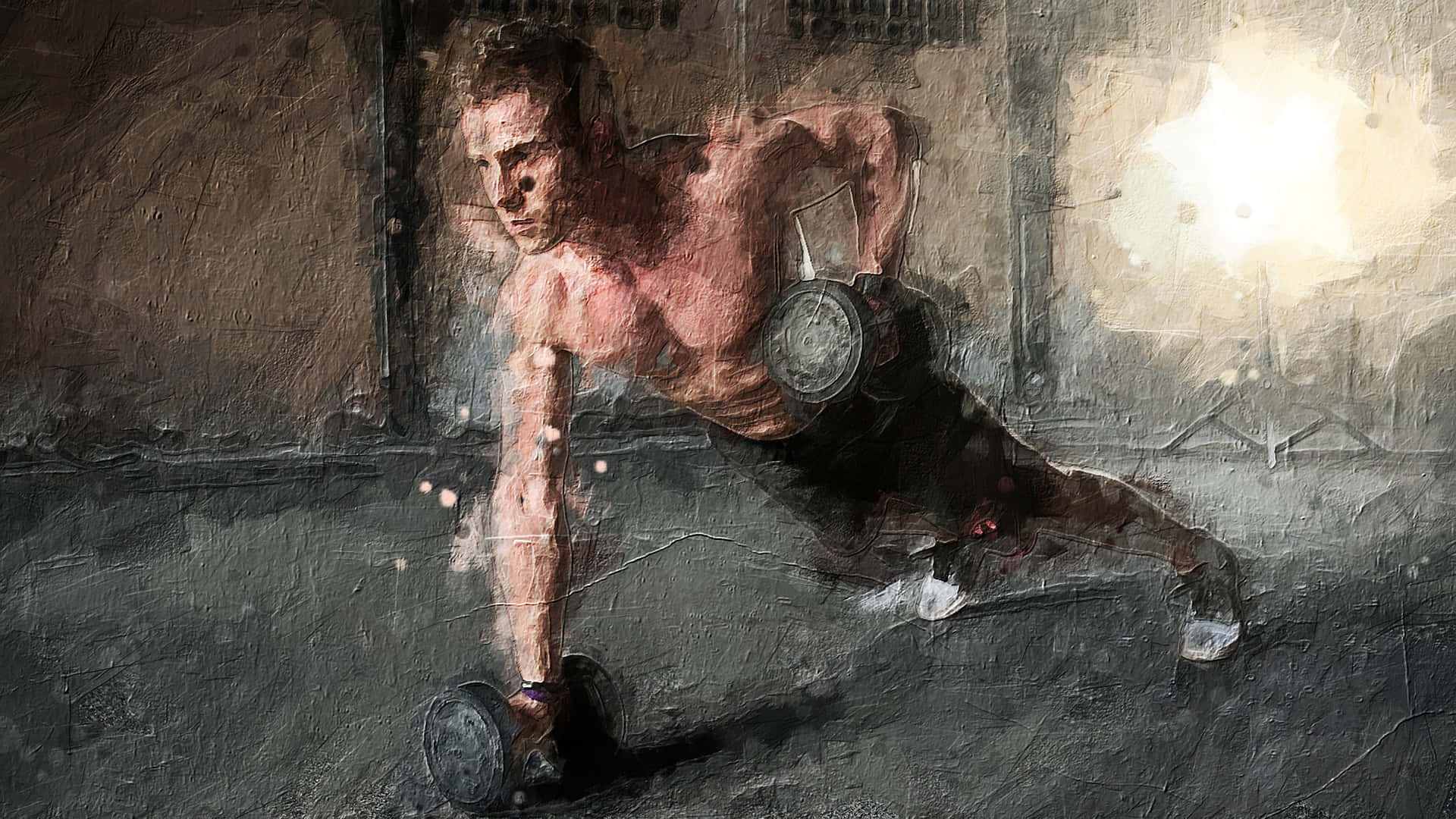 Man Workout Abstract Paint Picture