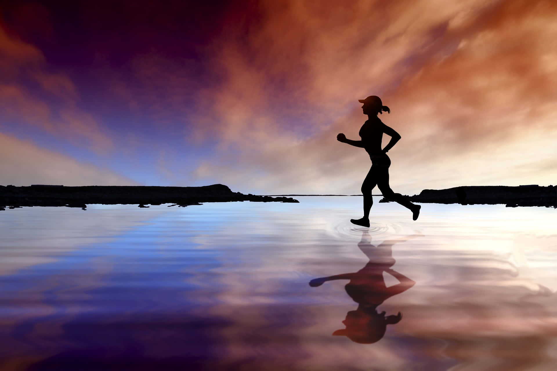Woman Silhouette Jogging Workout Picture