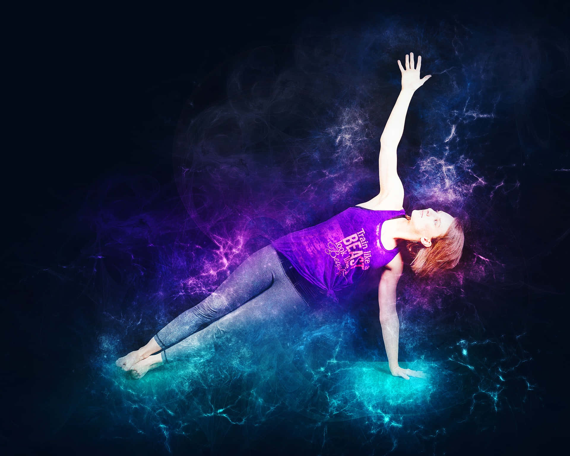 Blue Purple Girl Yoga Workout Picture
