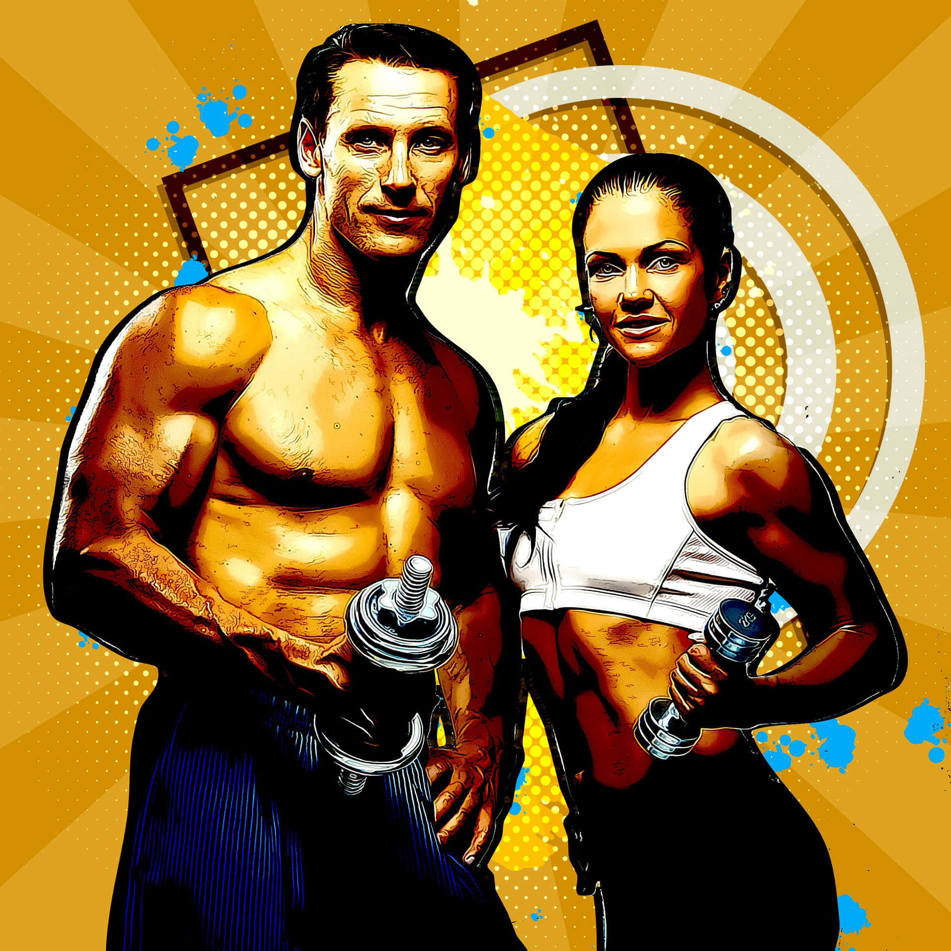 Man And Woman Dumbbell Workout Picture