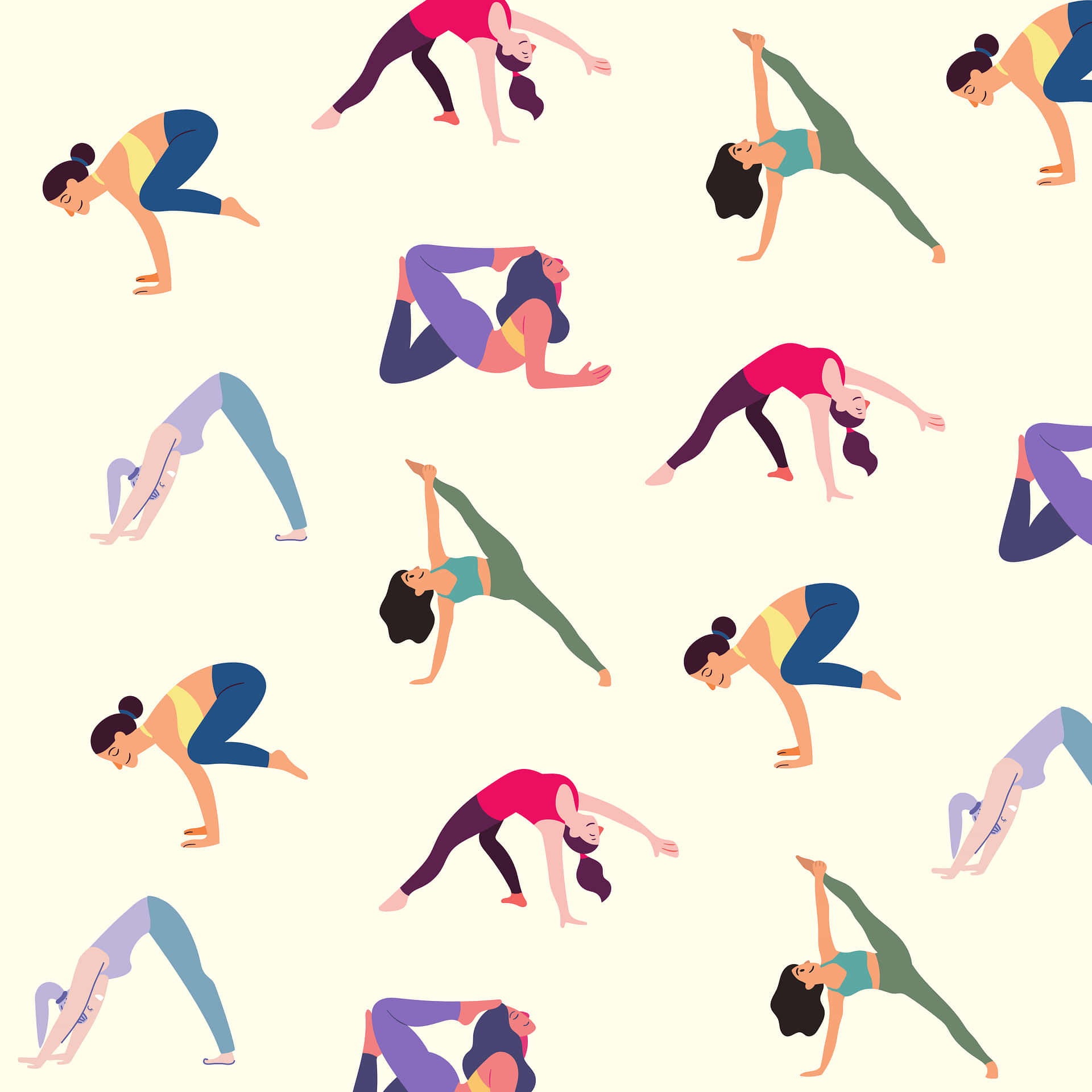 Imagemde Ícone De Garota Fazendo Yoga Para Exercício Como Papel De Parede De Computador Ou Celular.