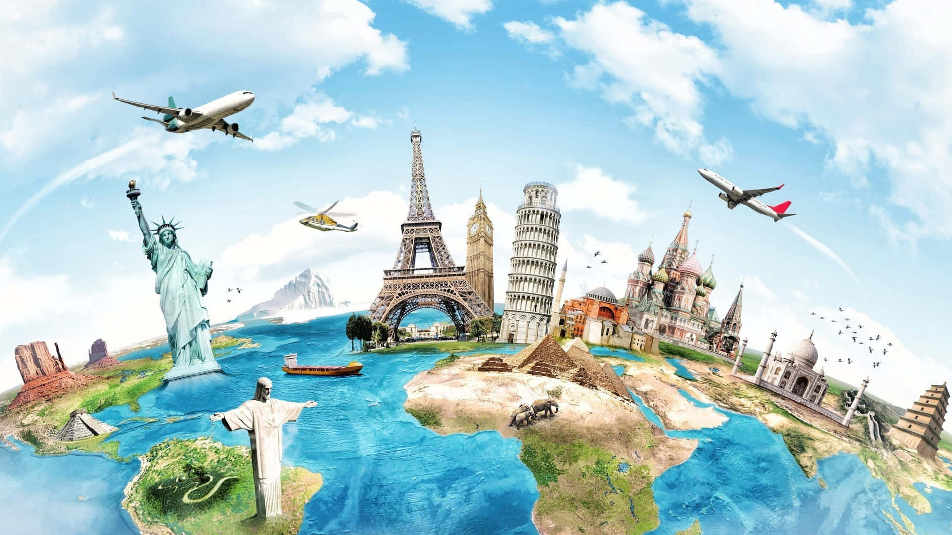 World Famous Landmarks Collage Wallpaper