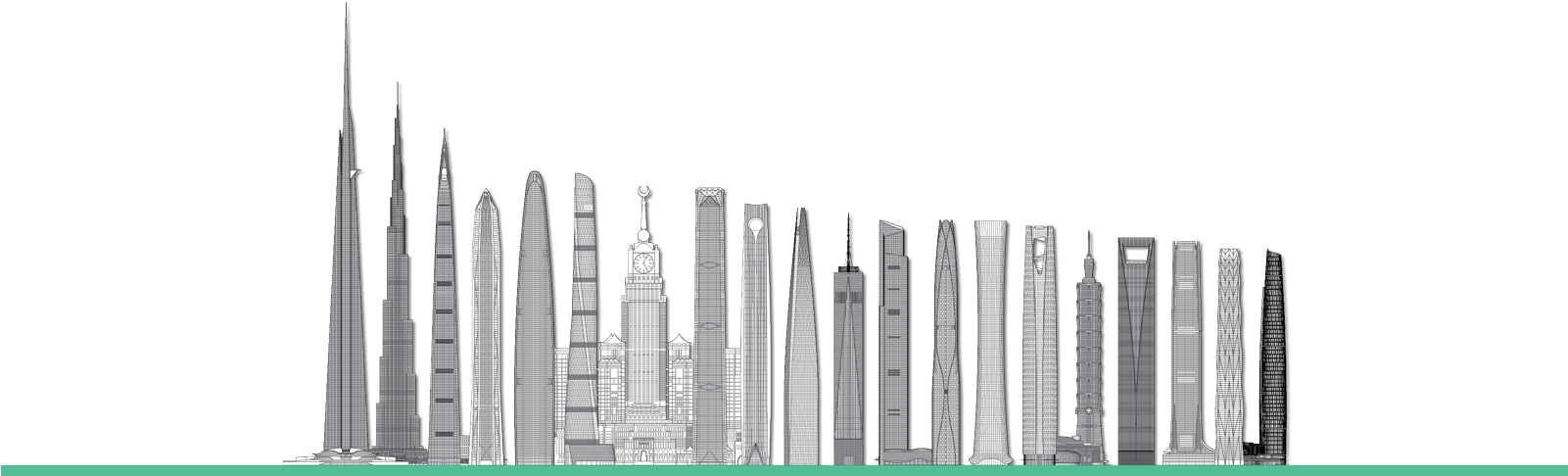 World Famous Skyscrapers Silhouette PNG