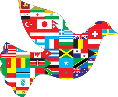 World Flags Dove Silhouette PNG