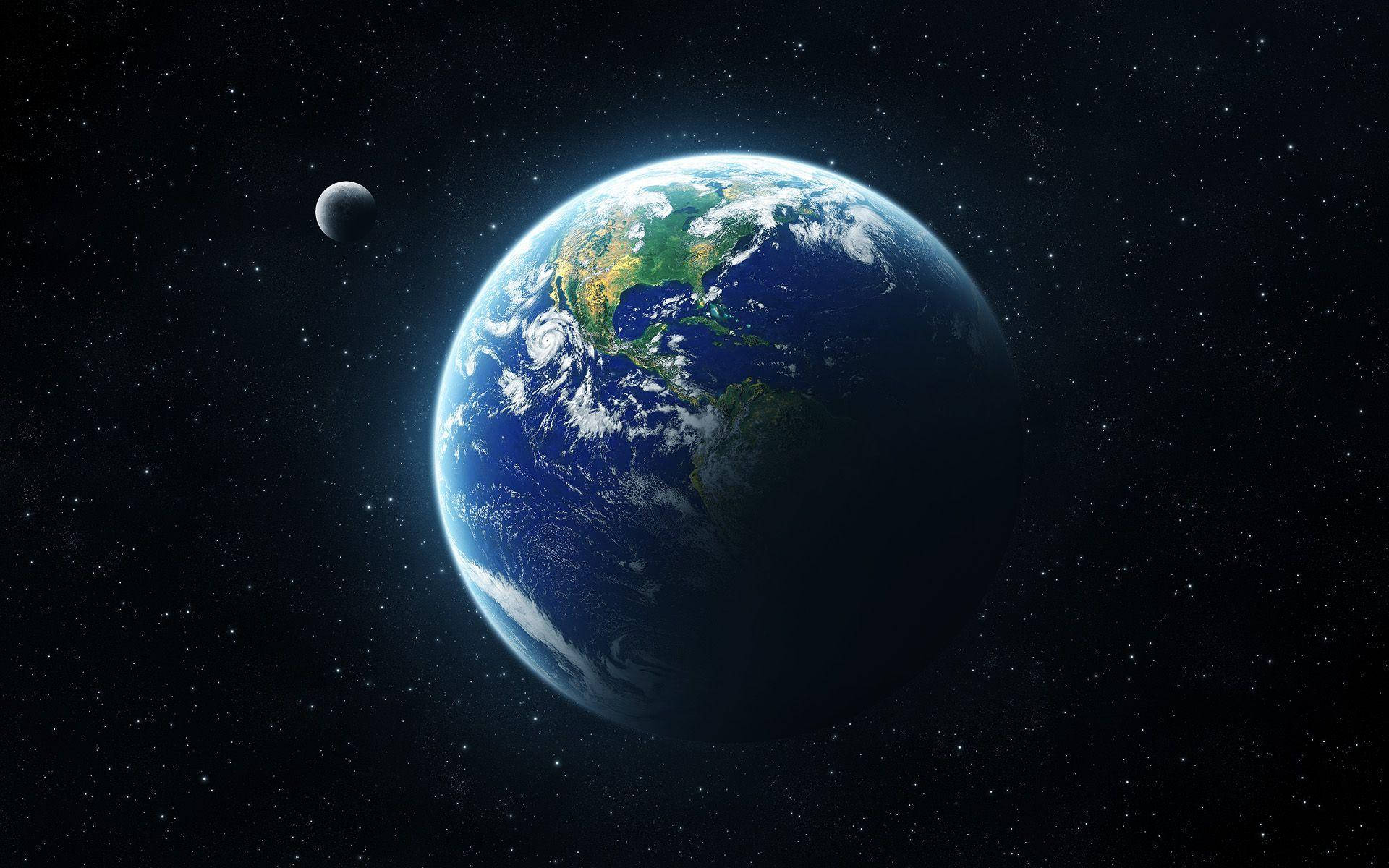 World Globe And Moon From Space 4k Wallpaper