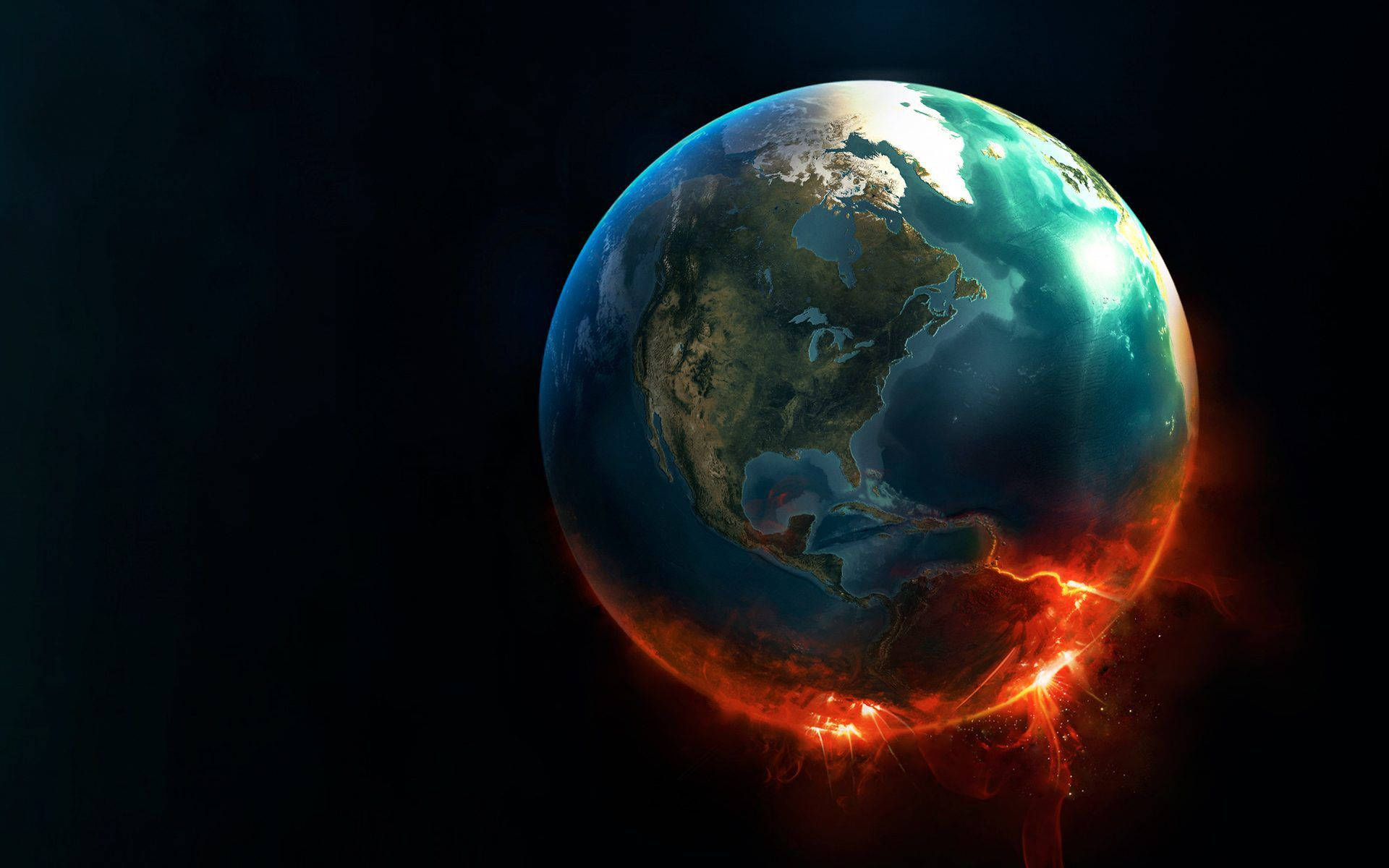 Flaming World Globe Planet Earth Wallpaper