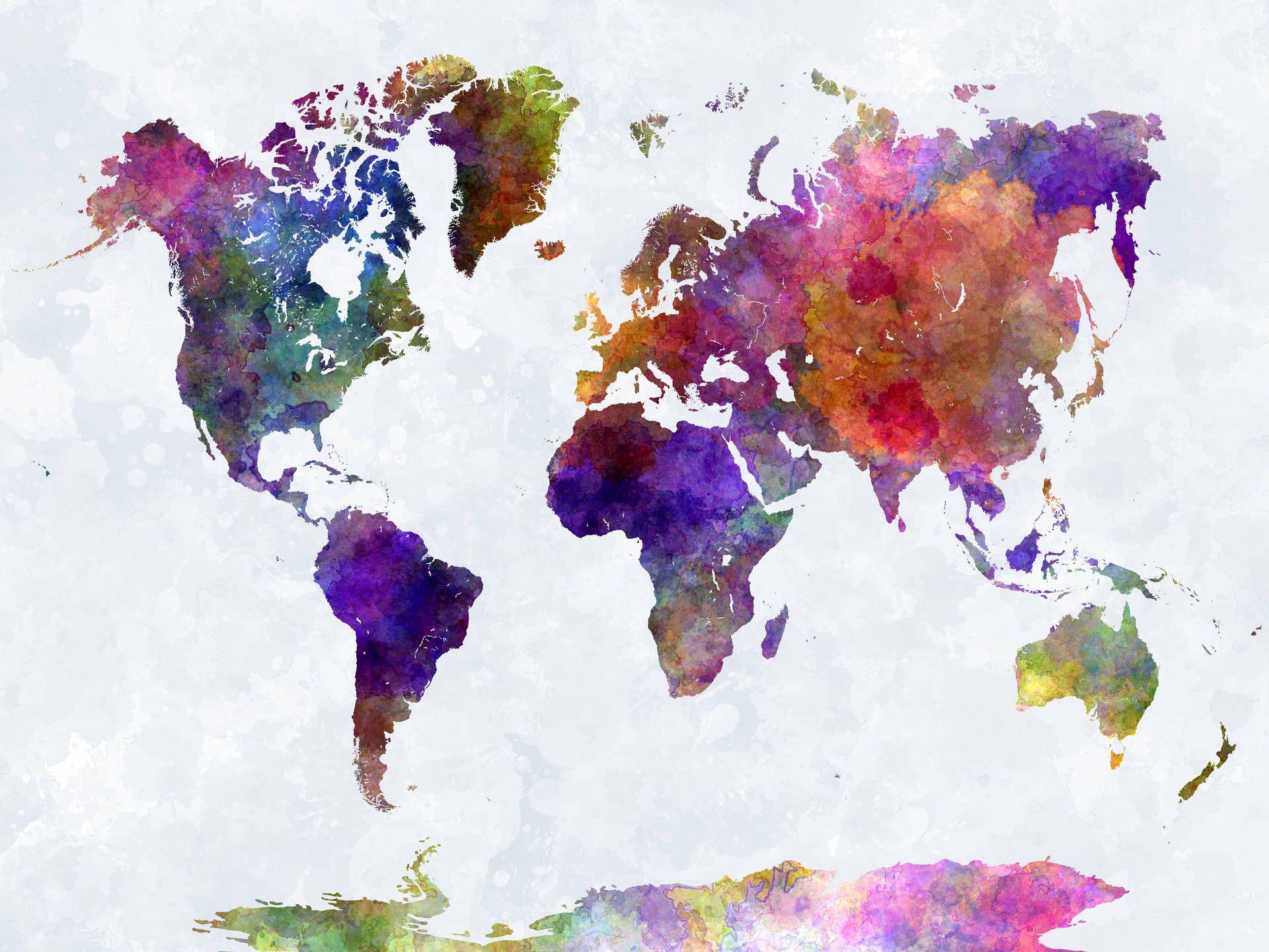 World Map 4k Dark Watercolors Wallpaper