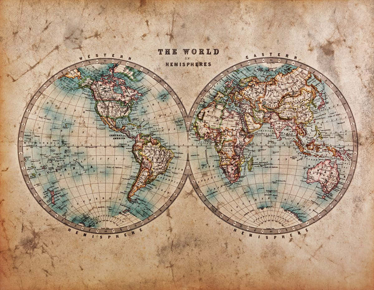 Mapadel Mundo Antiguo En Papel Viejo Fondo de pantalla