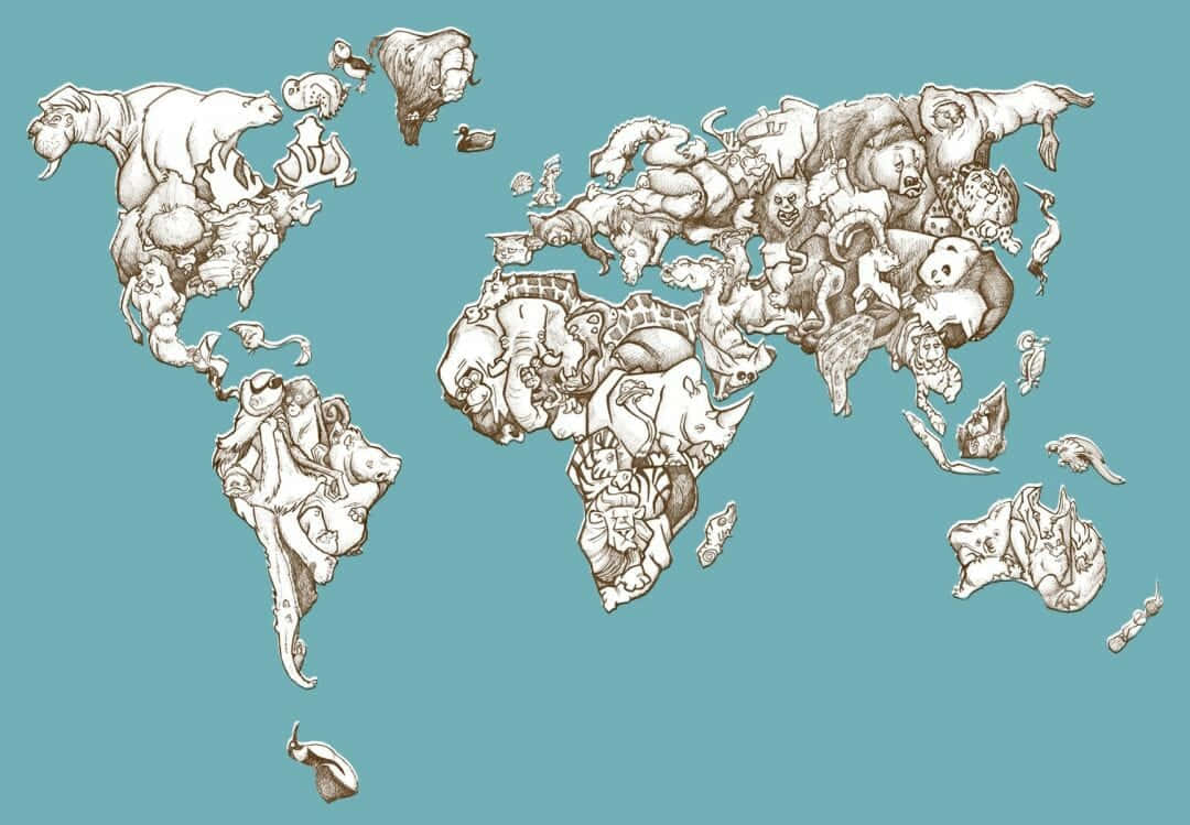 Minimalist Design of World Map Wallpaper