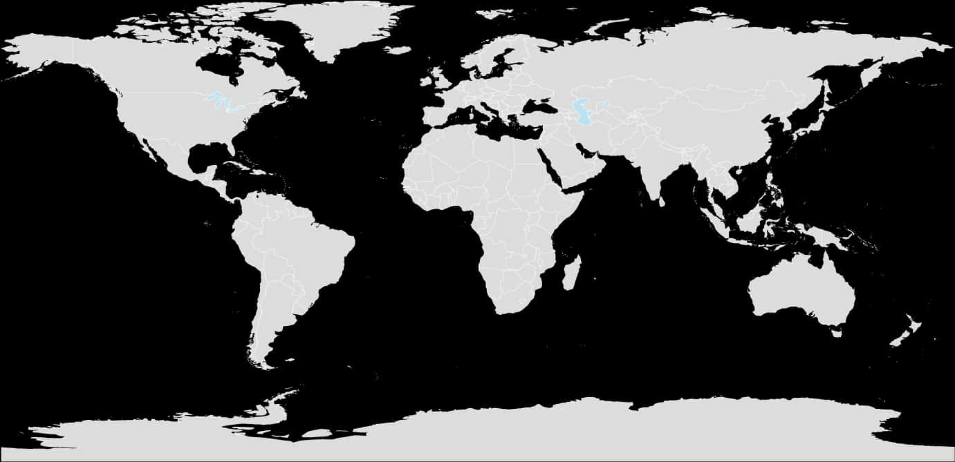 World Map Blackand White PNG