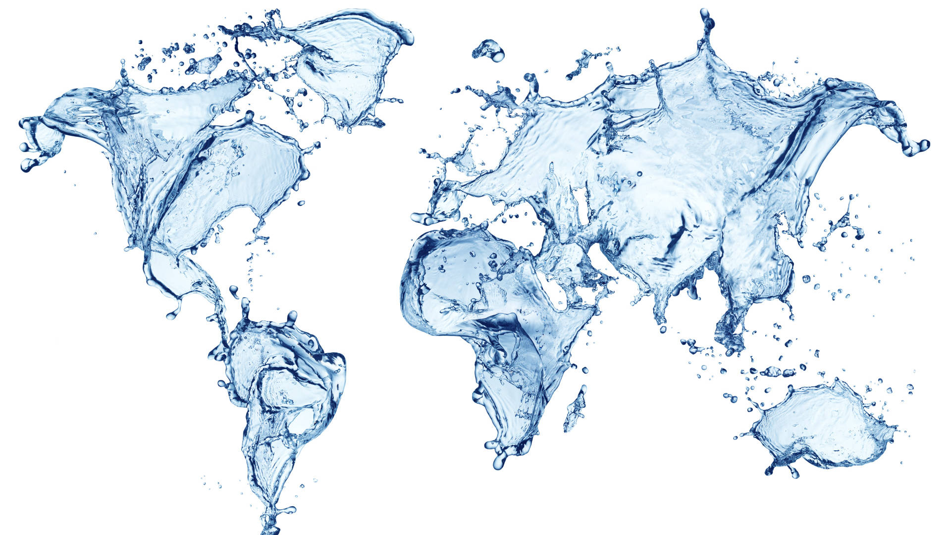 World Map Created From Water Droplets On Desktop Wallpaper