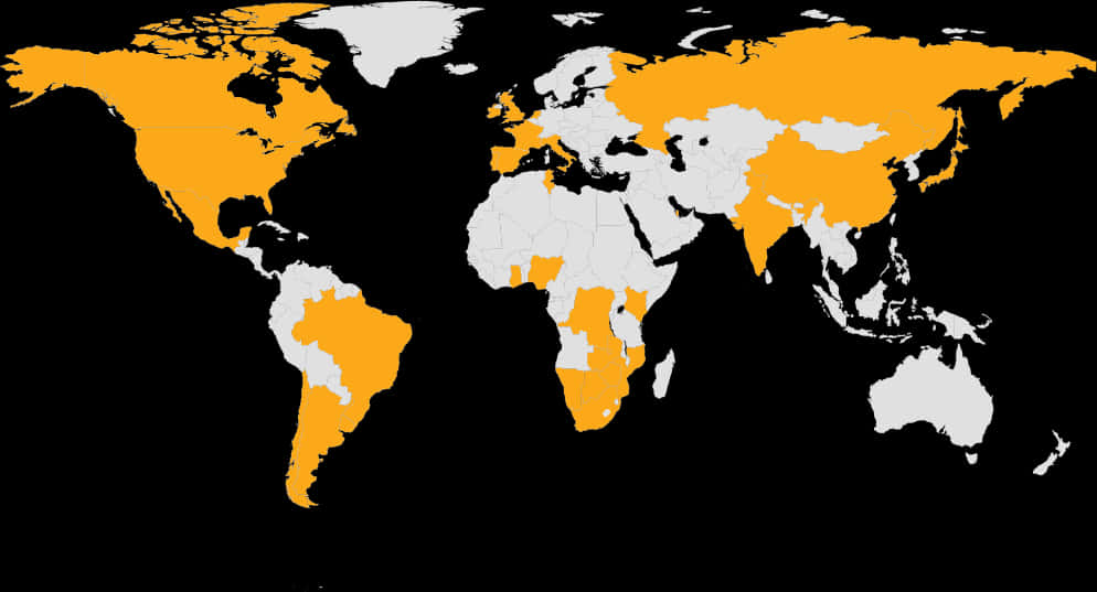World Map Orangeand Black PNG