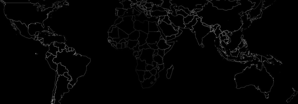 World Map Outline Against Black Background PNG