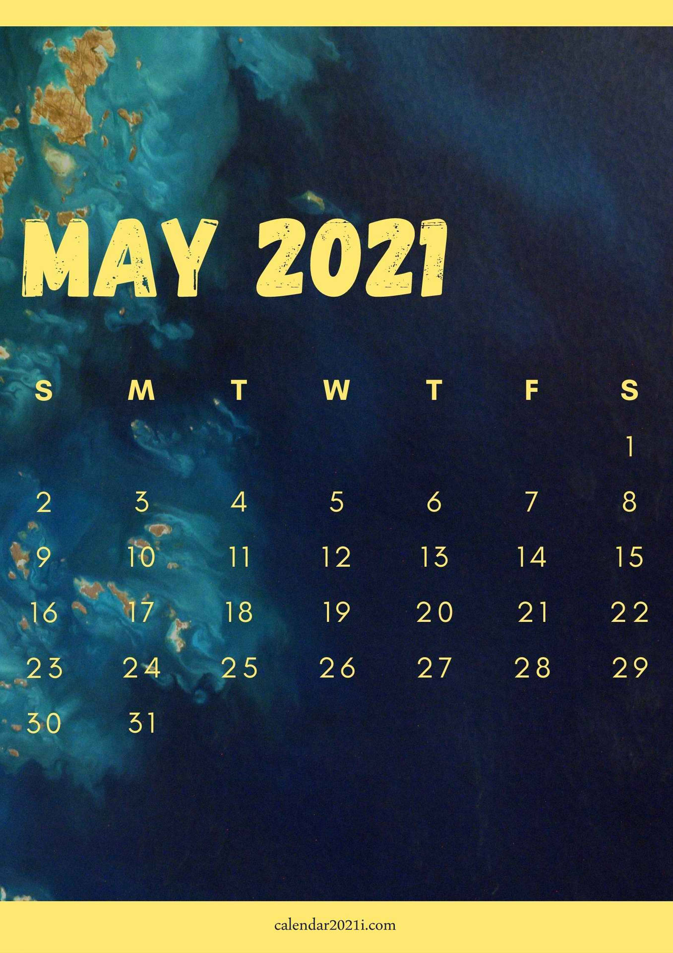 World Map Painting May Calendar 2021