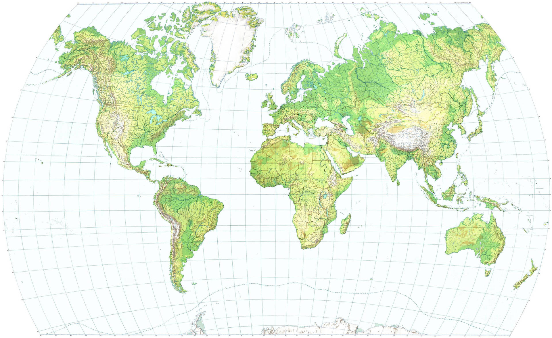 World Map Physical Projection Wallpaper