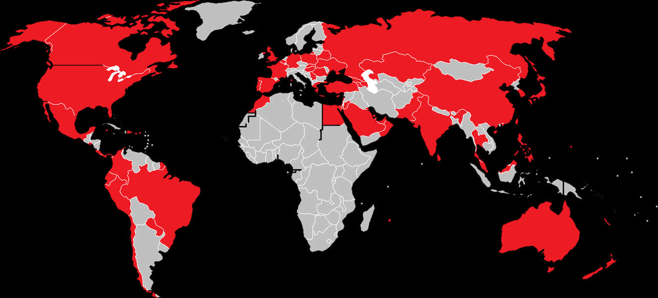 World Map Red Highlighted Countries PNG