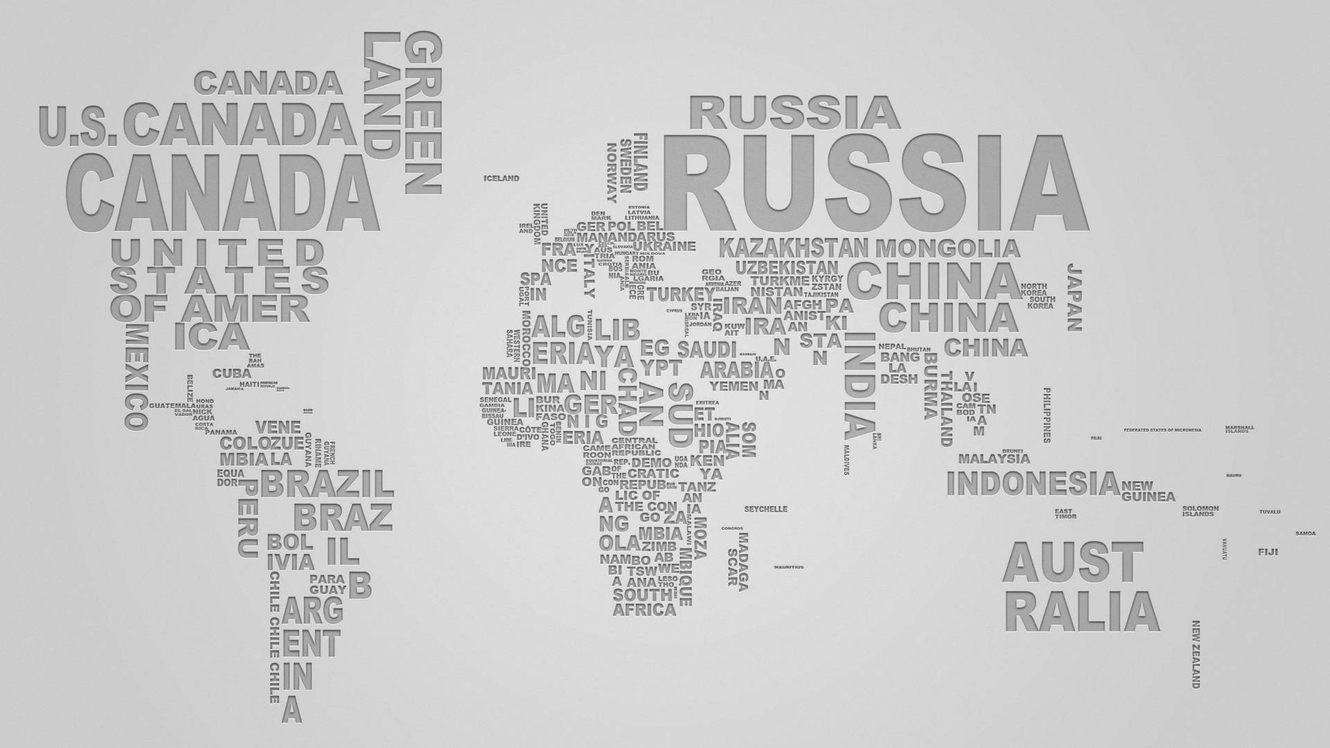 Tipografíadel Mapa Mundial Fondo de pantalla