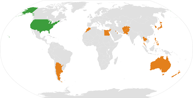World Map U S A Australia Selected PNG