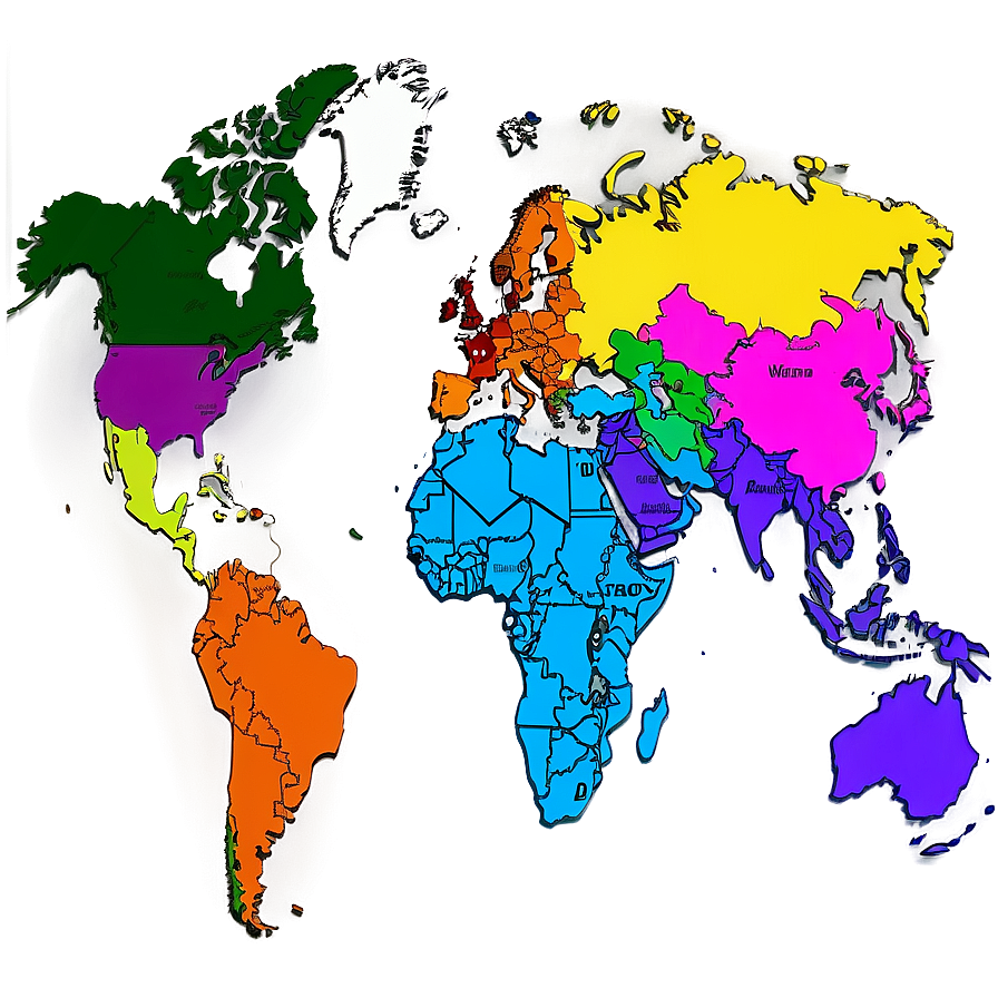 World Map Vector With Regions Png 52 PNG