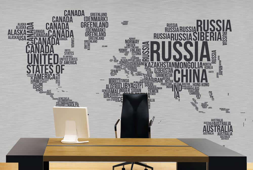 World Map Wall Art Office Decor Wallpaper