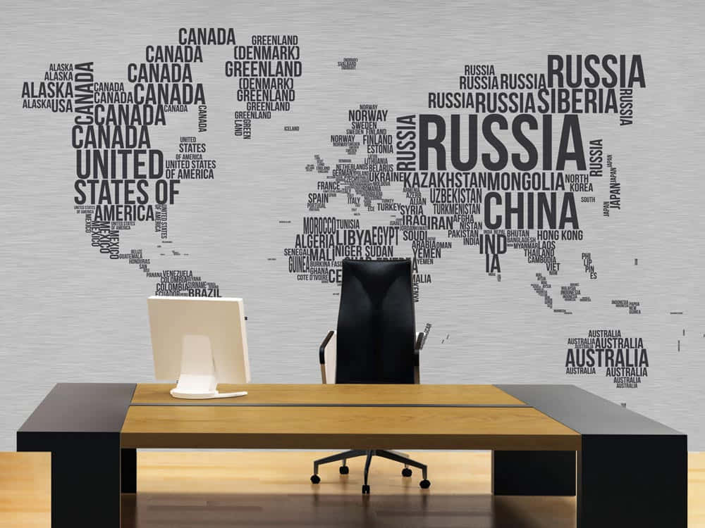 World Map Wall Office Wallpaper