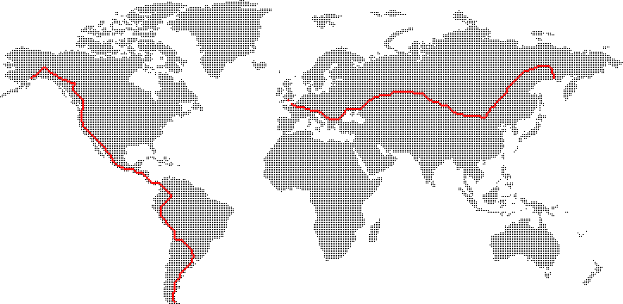 World Mapwith Red Line PNG