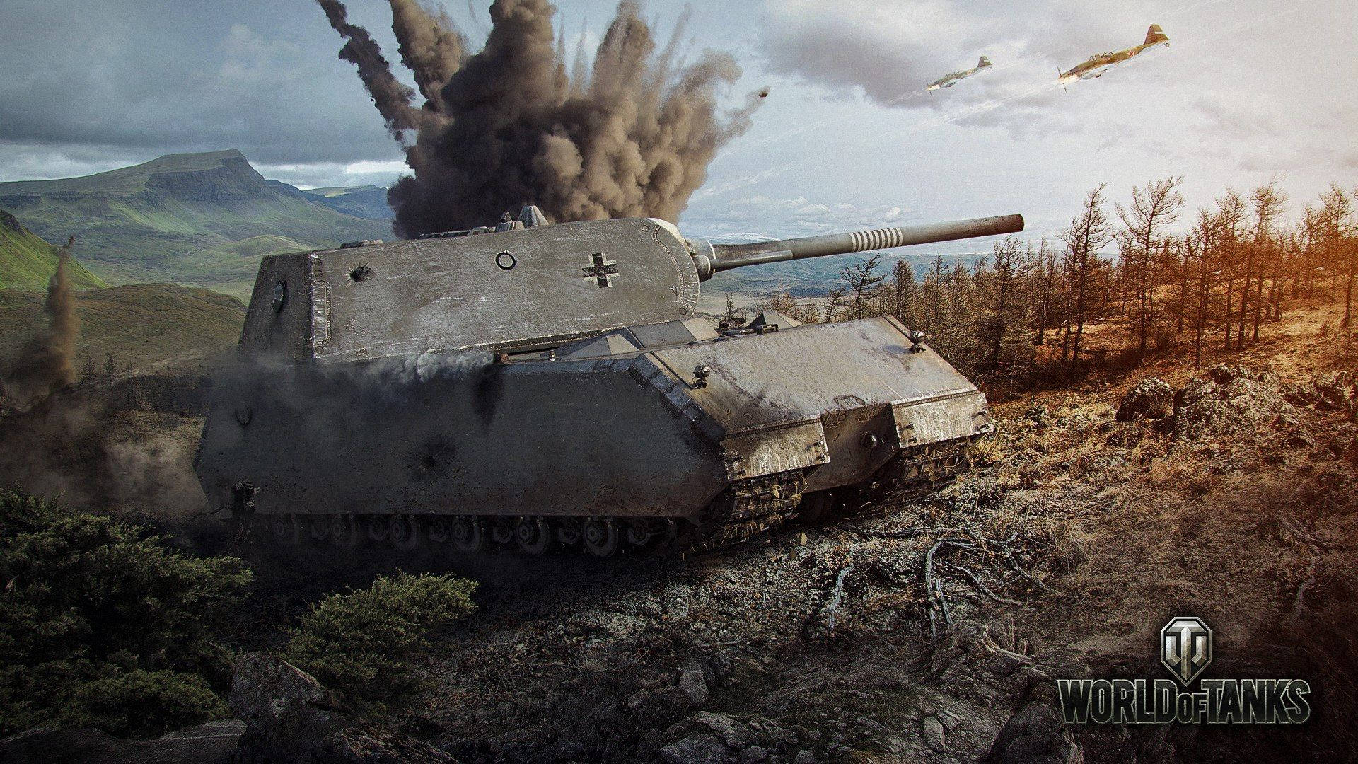Caption: Intense Battle Scene In World Of Tanks Wallpaper