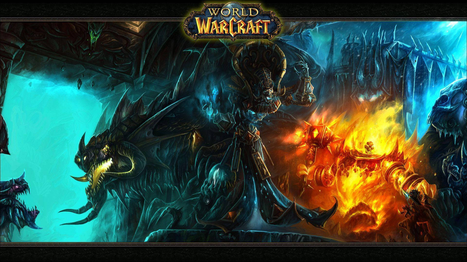 An Epic Battle Between Kel'Thuzad, leader of the Scourge and Deathwing, father of the dragon Aspects Wallpaper