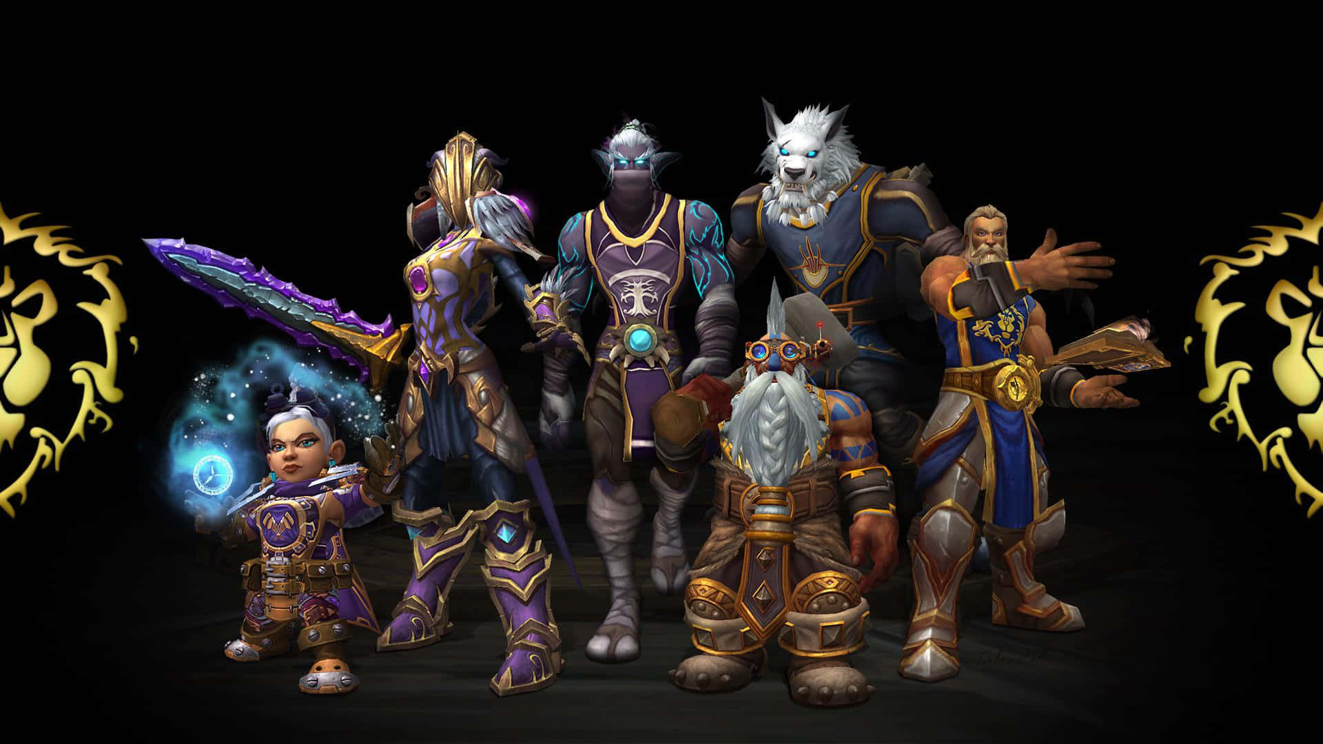 Epic gathering of World of Warcraft races in one stunning image. Wallpaper