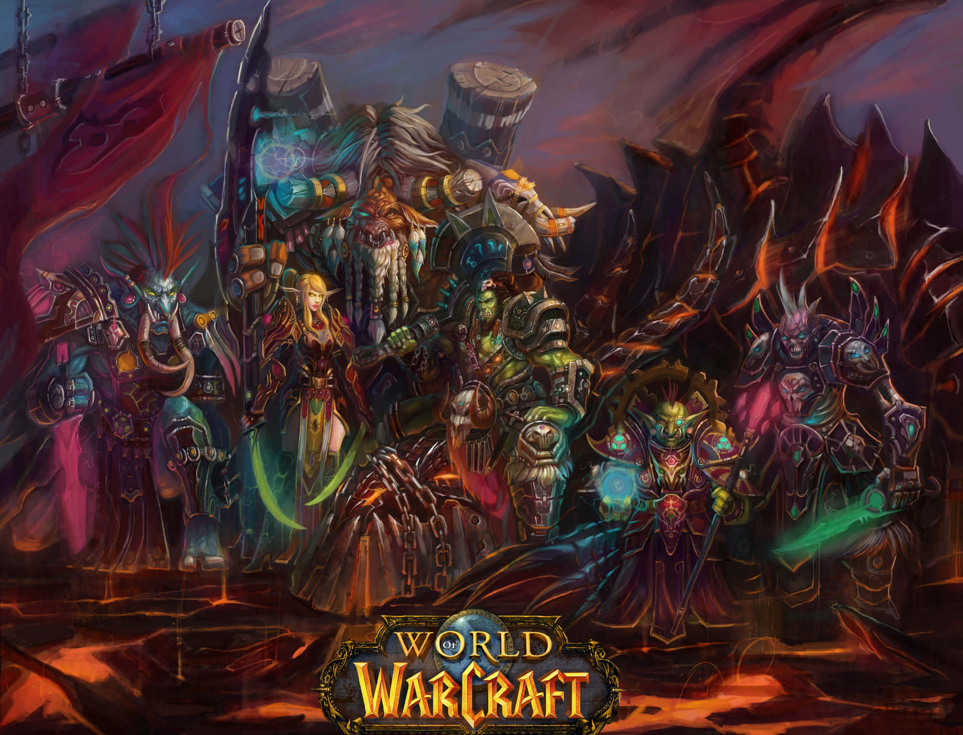 Épicaescena De Batalla Entre Razas En El Mundo De Warcraft Fondo de pantalla