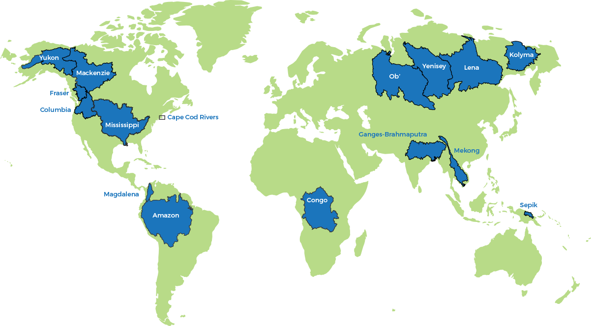 World River Basins Map PNG