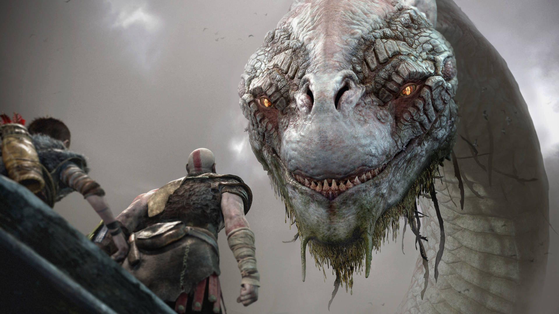 Witness the power of the World Serpent in God of War Wallpaper