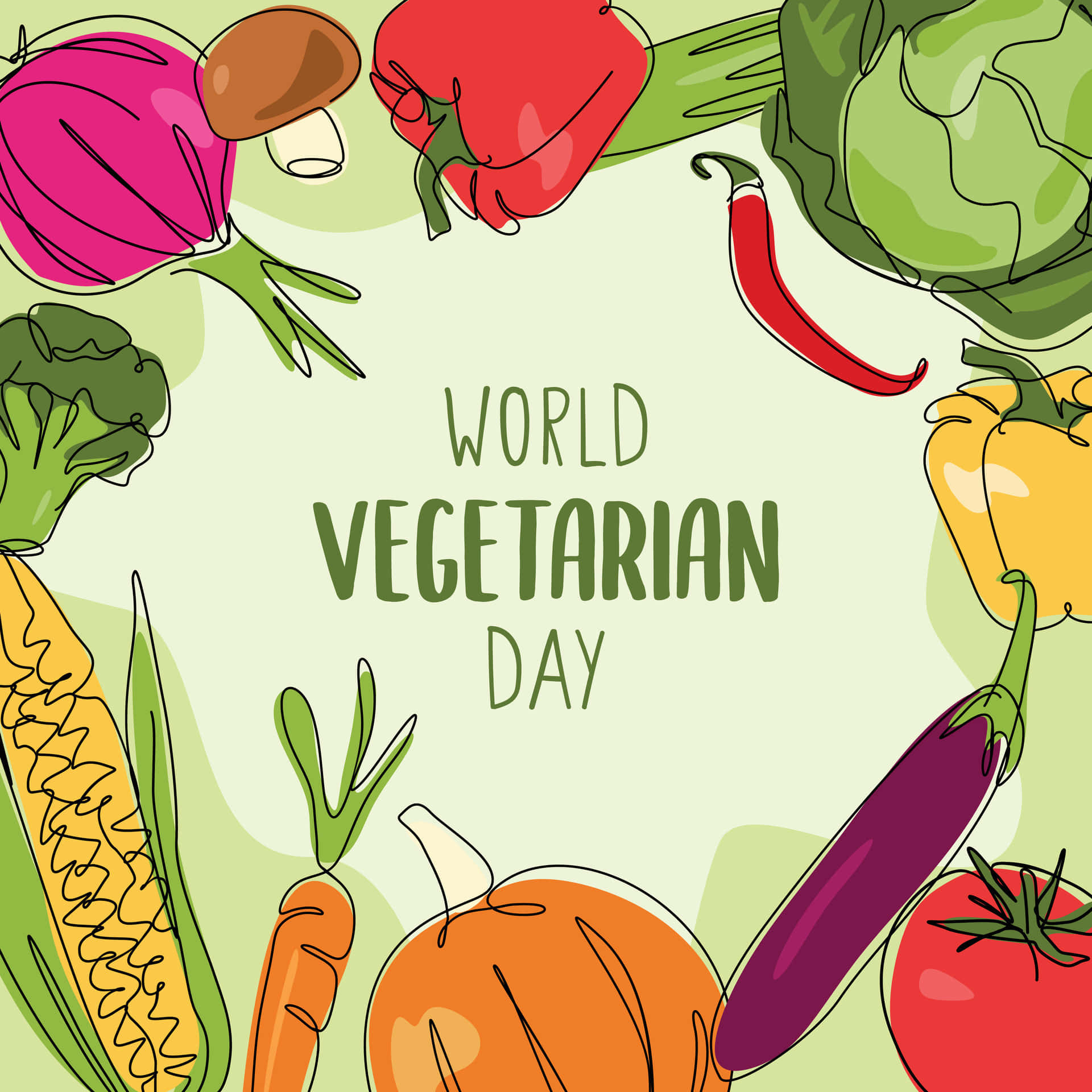 World Vegetarian Day Celebration Illustration Wallpaper