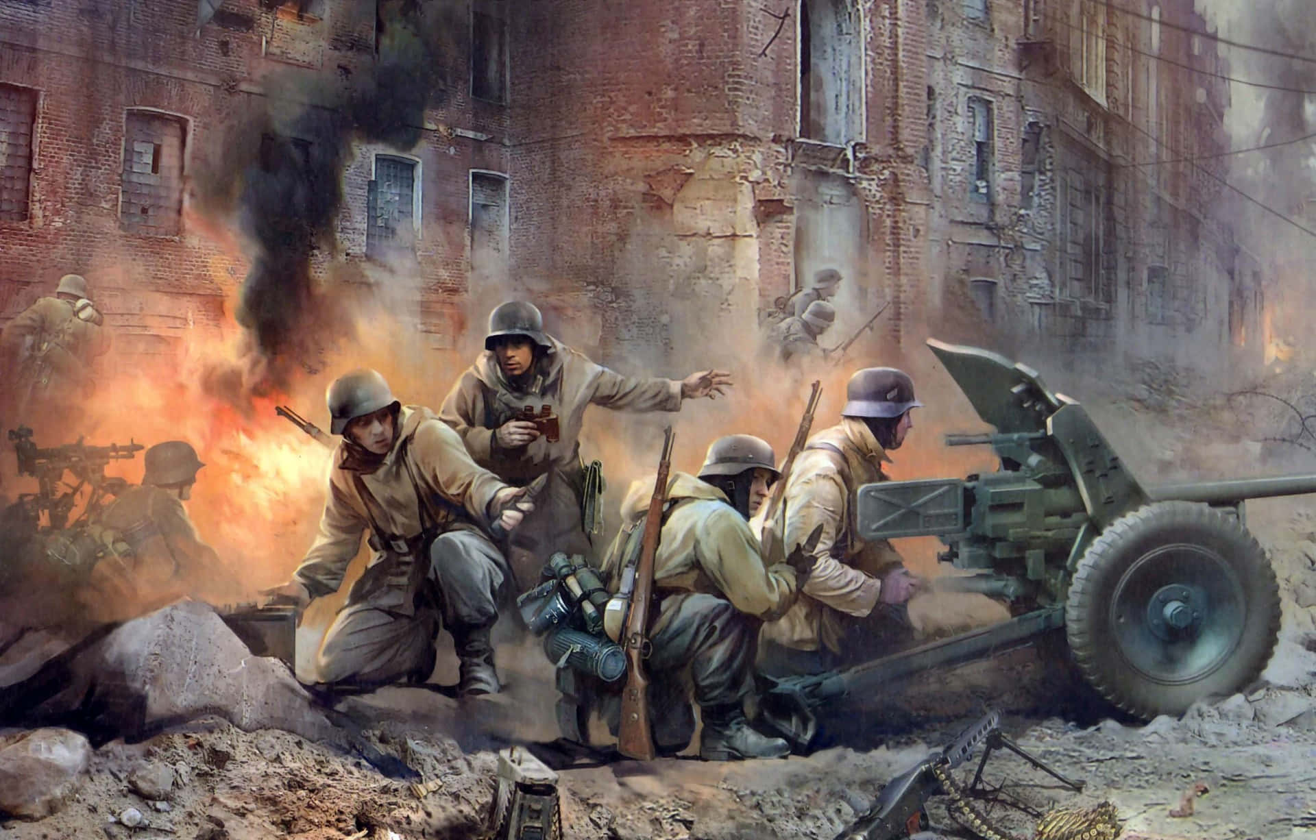 World War I I Artillery Battle Scene Wallpaper
