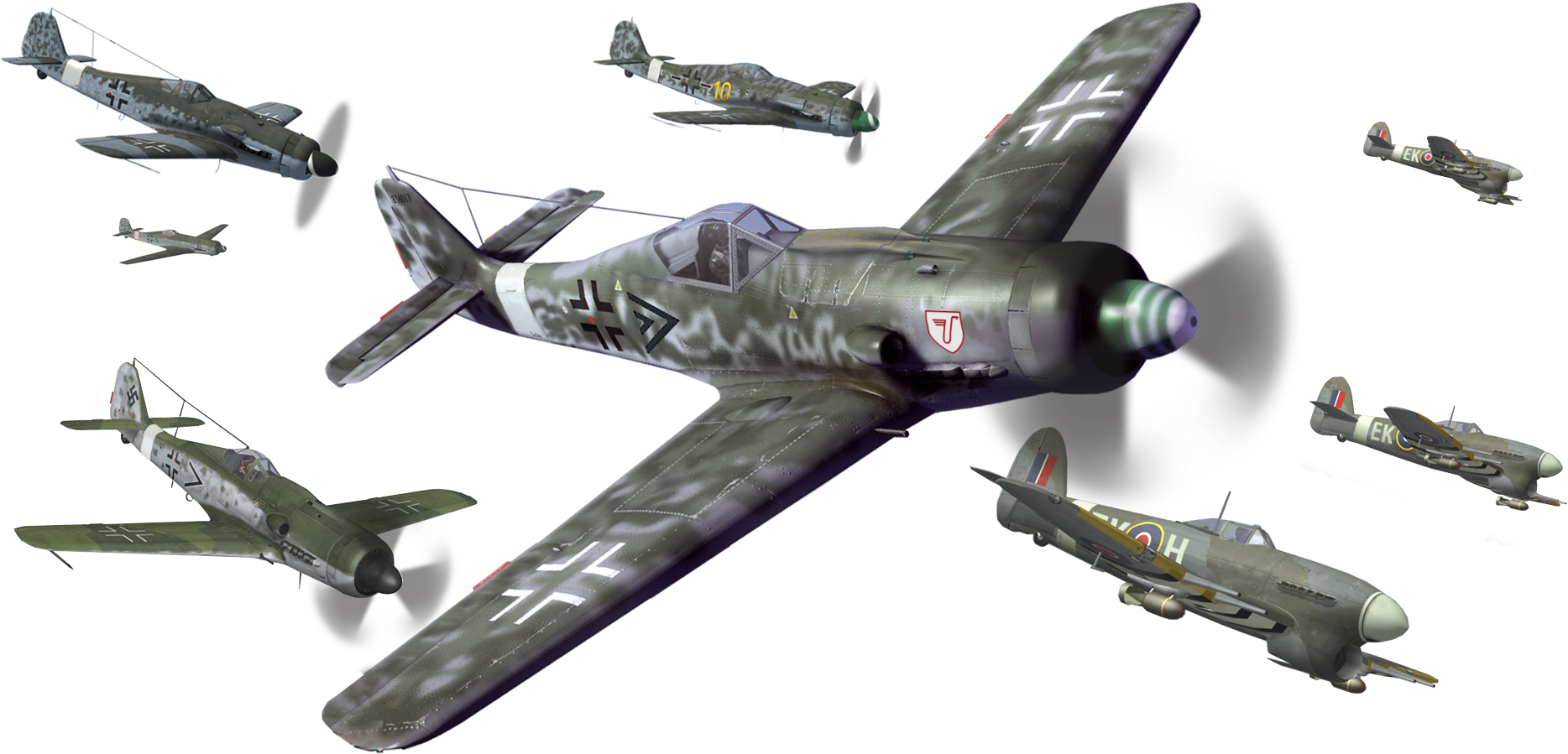 World War I I Fighter Aircraft Formation PNG