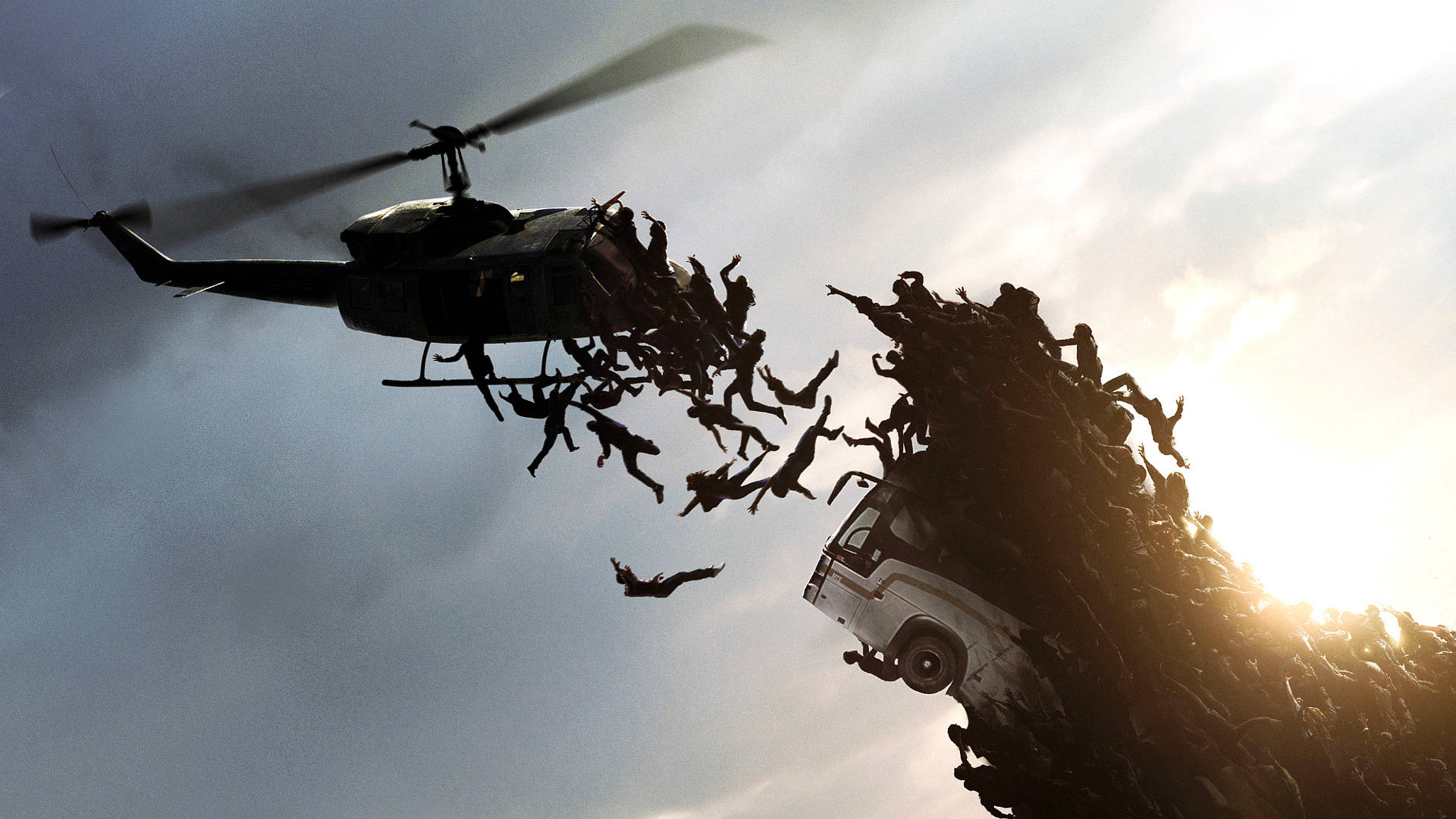 World War Z 4K Helicopter Zombies Wallpaper