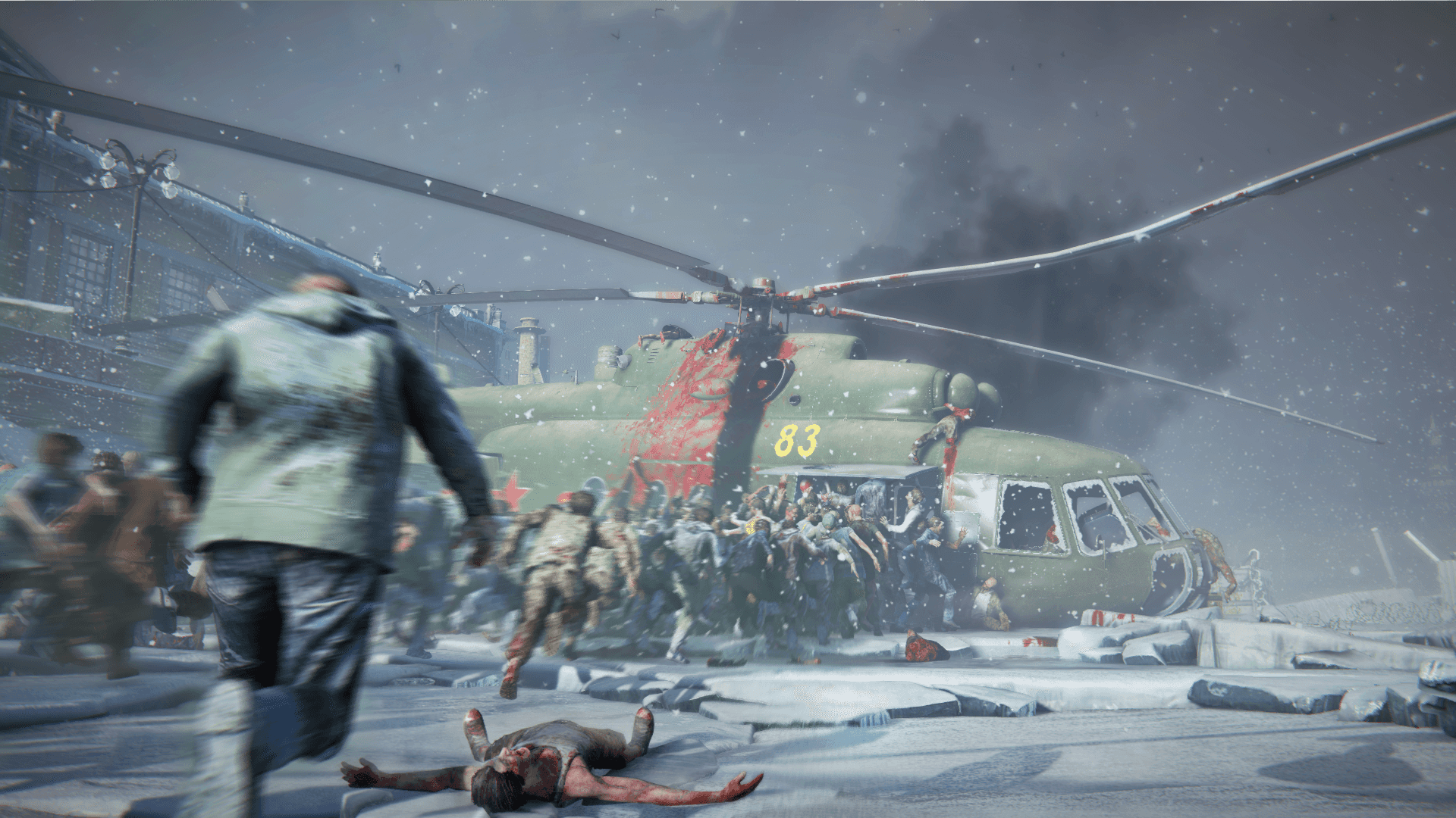 Zombierett Zombiedatorspel Med En Helikopter