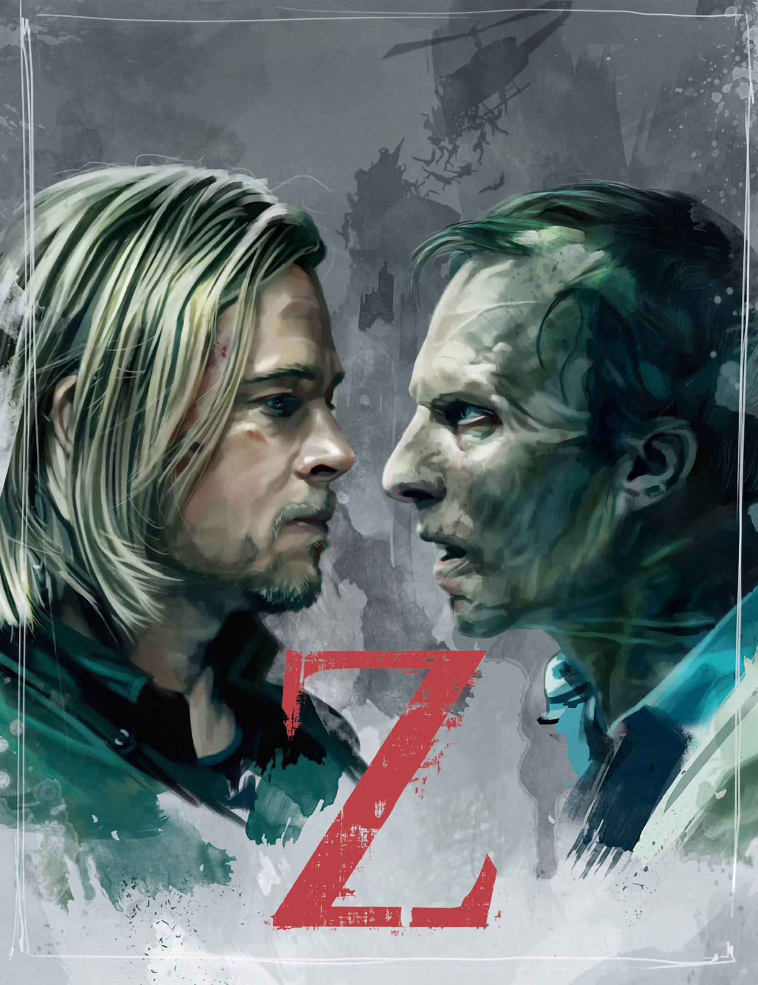 World War Z Gerry With Zombie Doctor Wallpaper
