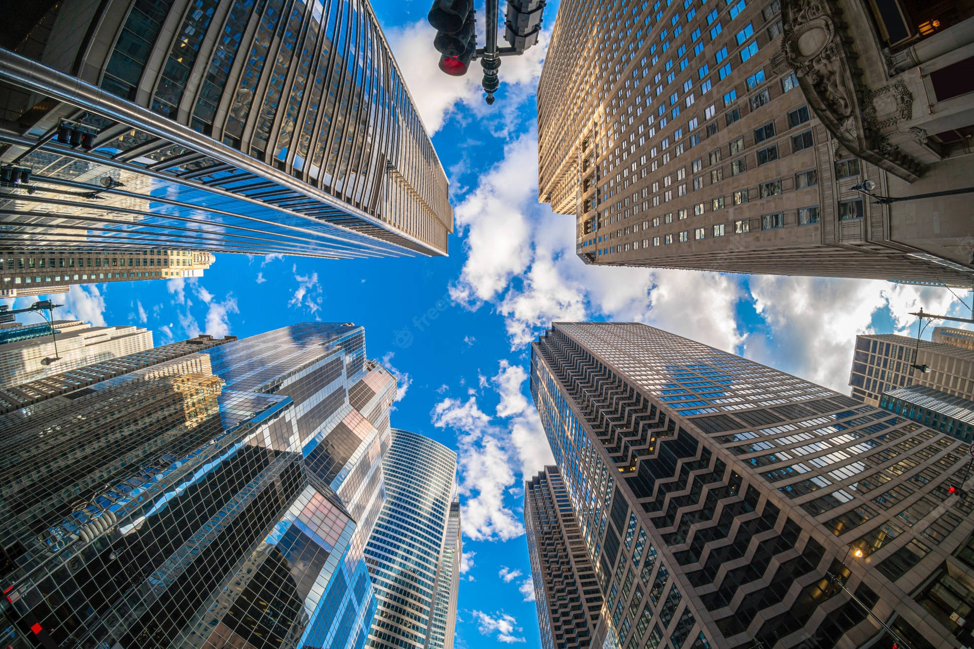 Worm's-Eye View Of Illinois Skyscrapers Wallpaper