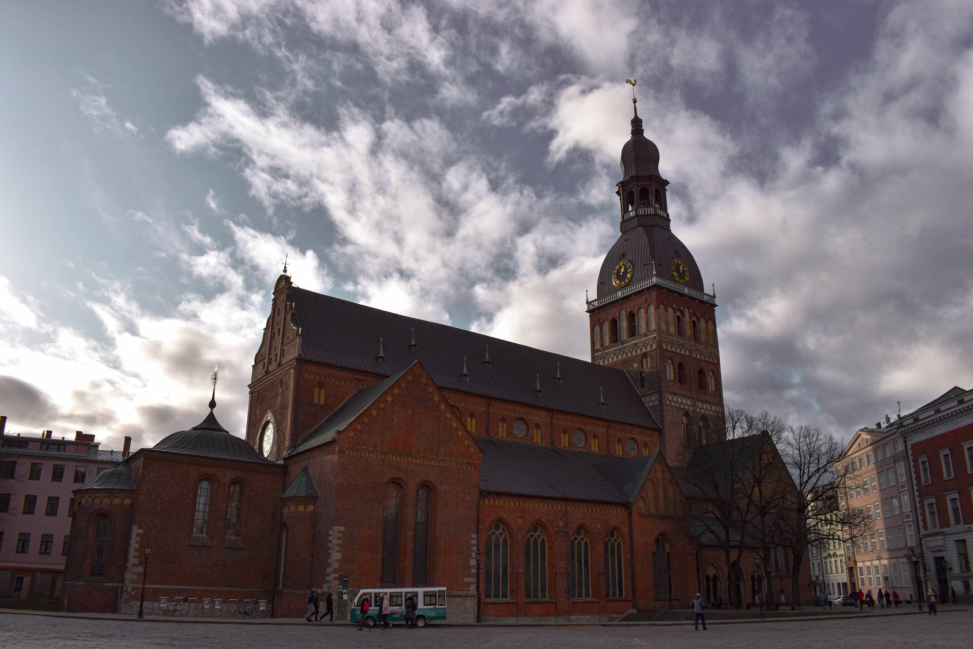 Worm's-eye View Of St. Peter's Church In Riga Wallpaper