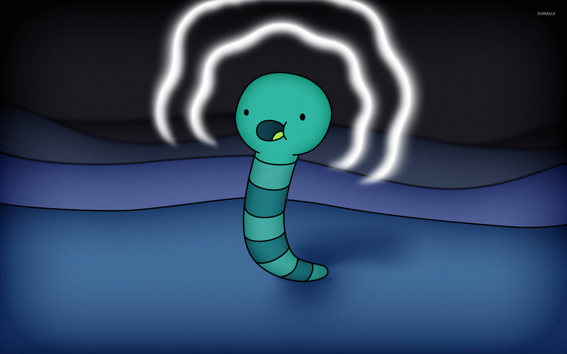 Worm Signaling In Adventure Time Background