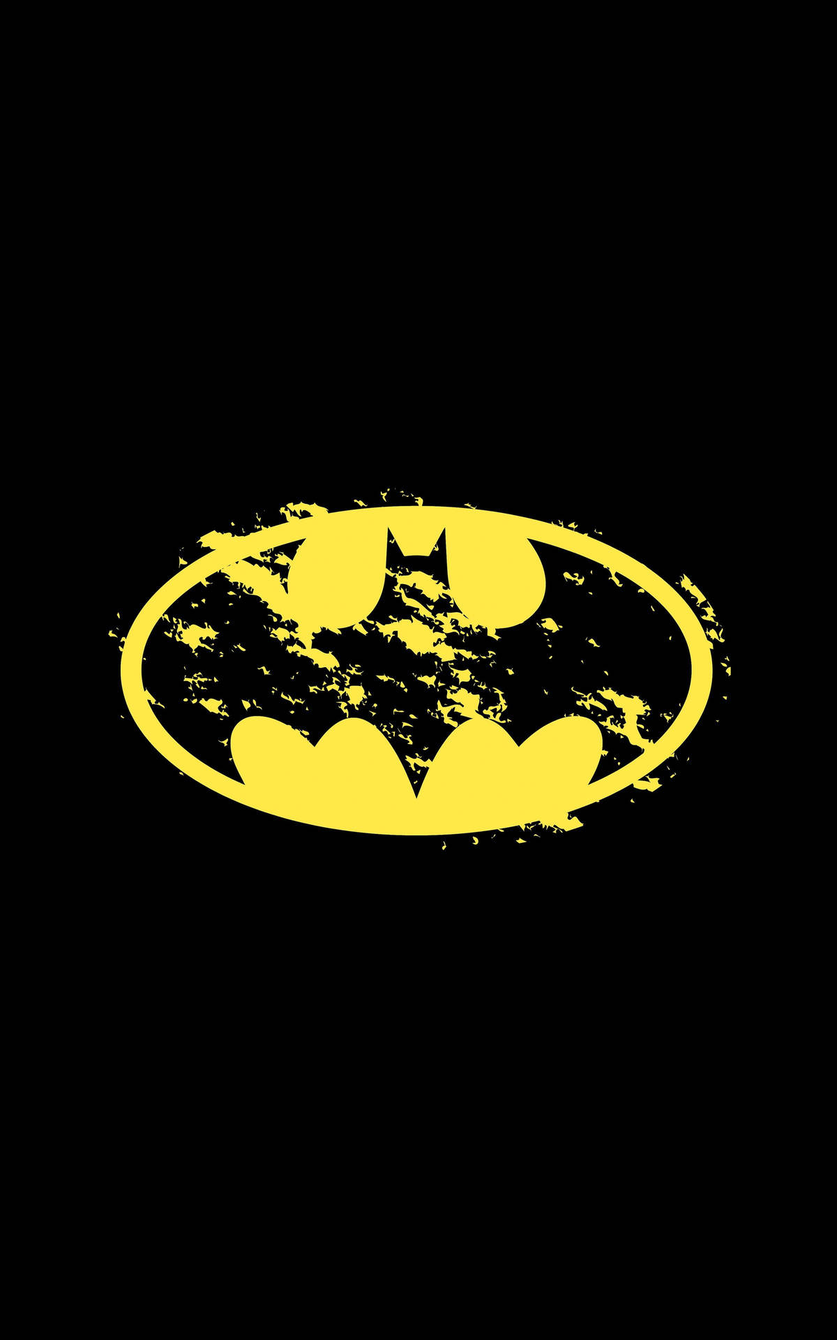 Abgenutztesgelbes Batman-logo Iphone Wallpaper