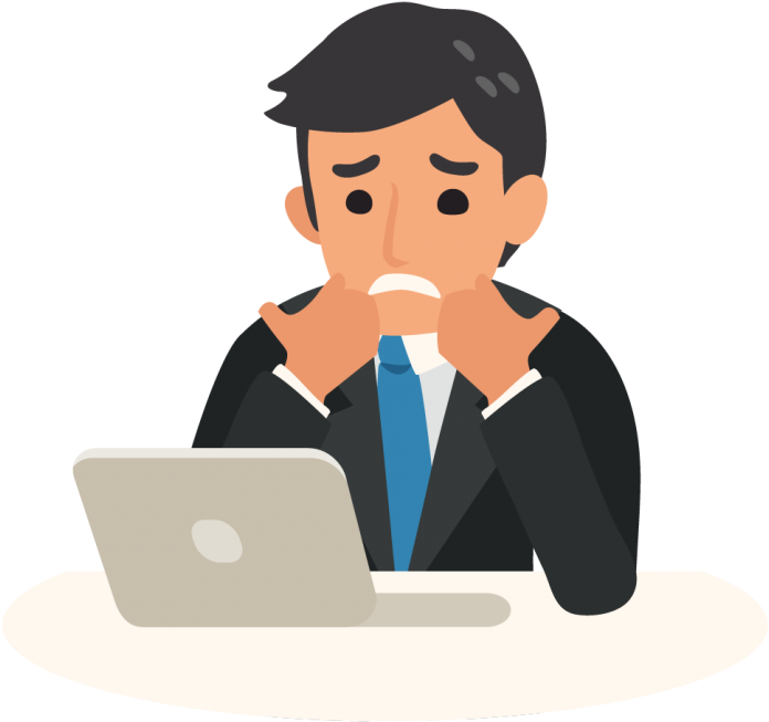 Worried Businessmanat Computer PNG